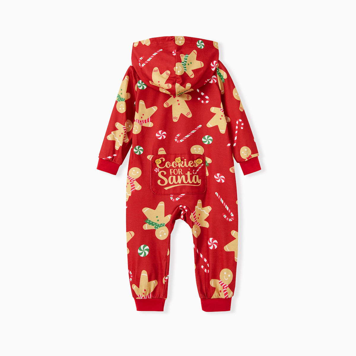 Family Matching Christmas Pajama Onesie Cookies for Santa Gingerbread Candy Canes Hooded Sleepwear - ChildAngle