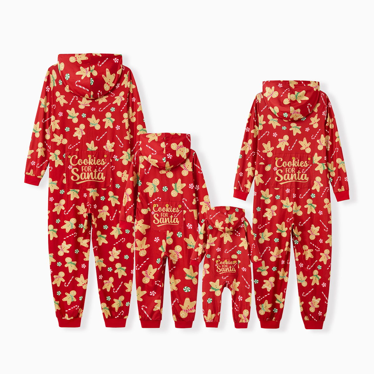 Family Matching Christmas Pajama Onesie Cookies for Santa Gingerbread Candy Canes Hooded Sleepwear - ChildAngle