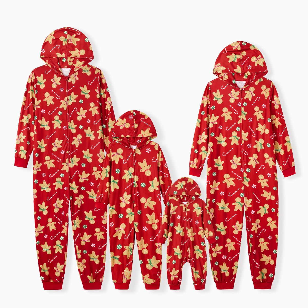 Family Matching Christmas Pajama Onesie Cookies for Santa Gingerbread Candy Canes Hooded Sleepwear - ChildAngle