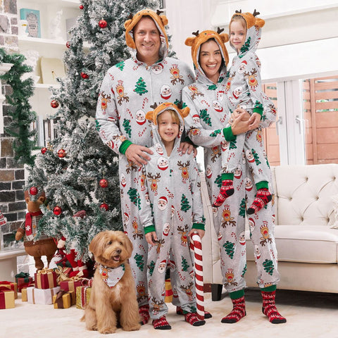 Christmas Family Pajamas Father Christmas Onesie Grey Family