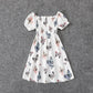 Family Matching Dress Denim Floral Ruffle V Neck Spaghetti Strap Midi Dresses Short-sleeve Shirts - ChildAngle