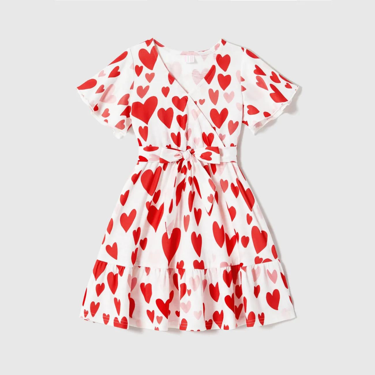 Family Matching Dress Mommy and Me Heart Print Dresses - ChildAngle