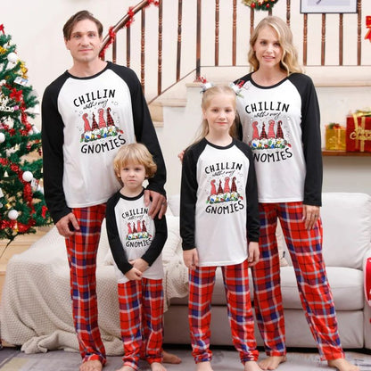 Christmas Family Matching Pajamas Sets Chillin Gnomies Plaid Pajama Set