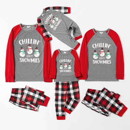 Christmas Family Matching Pajamas Sets Chillin Snowmies Plaids Pajama Pants