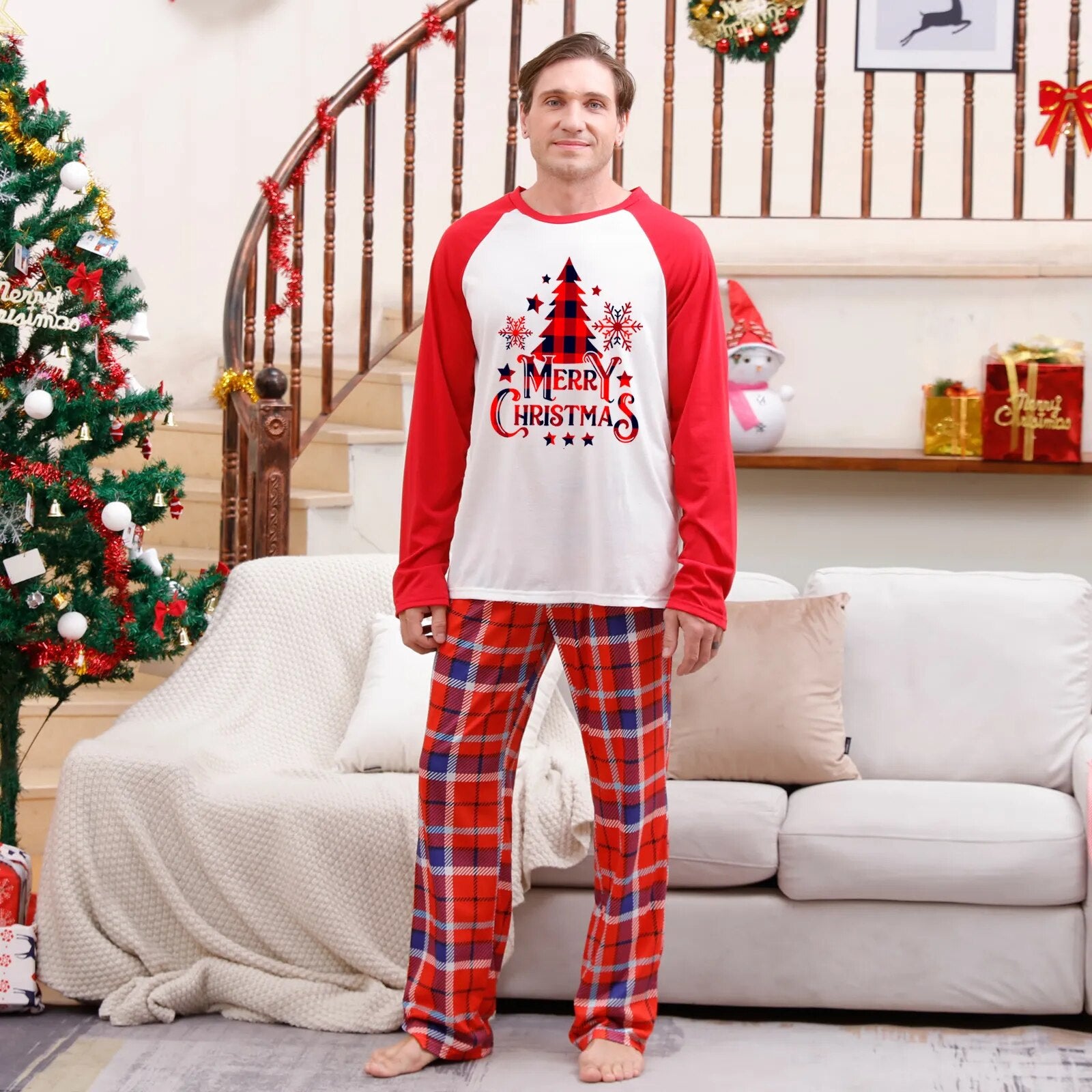 Family Matching Pajama Set Xmas Tree Print PJS for Family Christmas Mommy  and Me