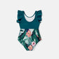 Family Swimwear Swimsuit Floral and Leaf Print Mom Dad Boys Girls - ChildAngle