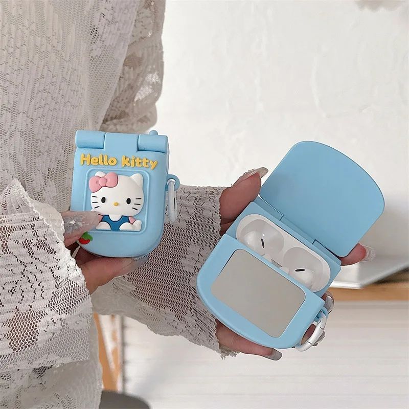 AirPod 4 Hello Kitty AirPod Case Cartoon Flip Phone Portable Mirror