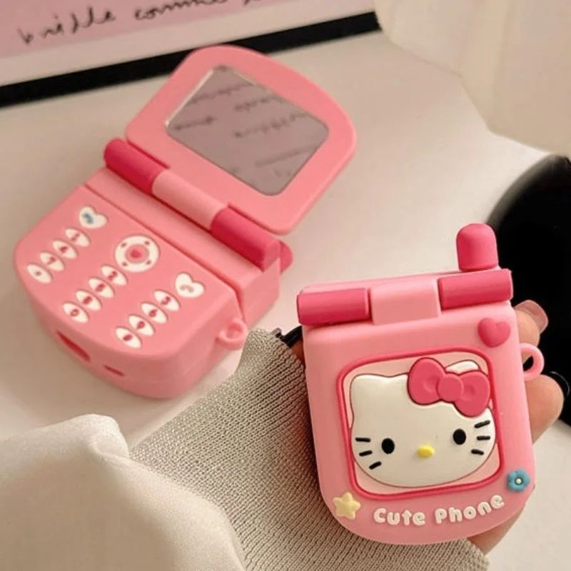 AirPod 4 Hello Kitty AirPod Case Cartoon Flip Phone Portable Mirror