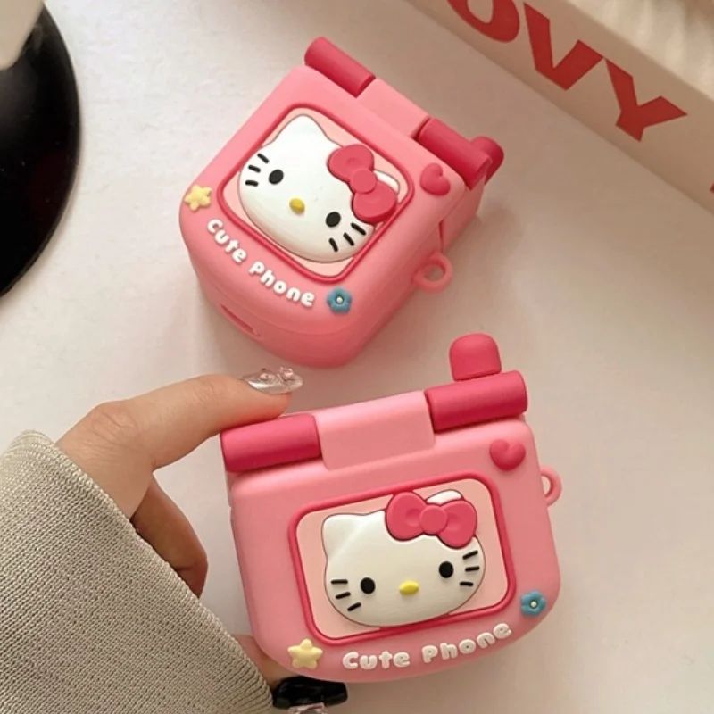 AirPod 4 Hello Kitty AirPod Case Cartoon Flip Phone Portable Mirror