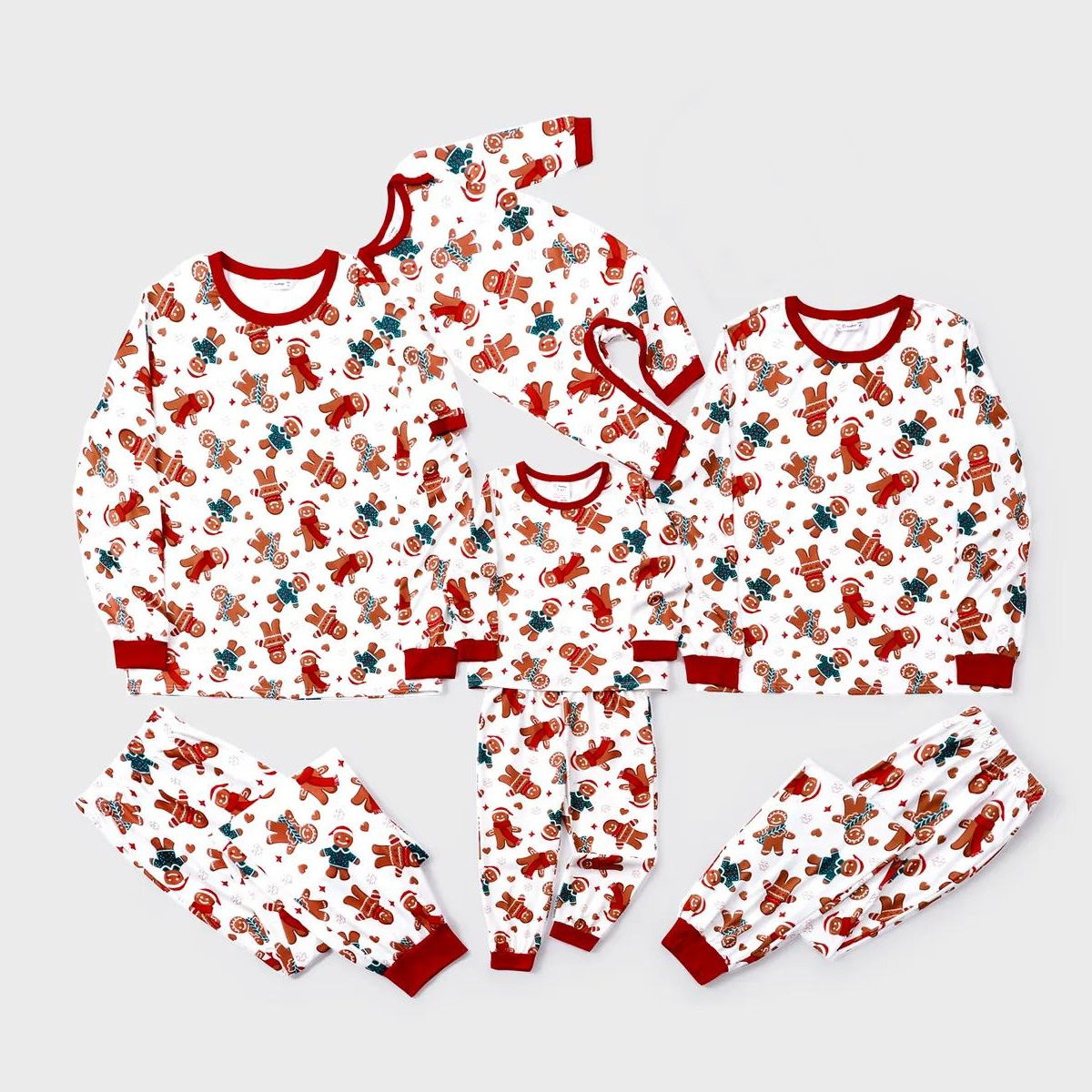 Allover Print Long Sleeve Gingerbread Family Pajamas - ChildAngle