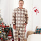 Gingerbread Family Pajamas Allover Gingerbread Plaid Henley Neckline Matching Pajamas - ChildAngle