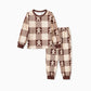 Gingerbread Family Pajamas Allover Gingerbread Plaid Henley Neckline Matching Pajamas - ChildAngle