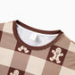 Gingerbread Family Pajamas Allover Gingerbread Plaid Henley Neckline Matching Pajamas - ChildAngle