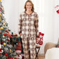 Gingerbread Family Pajamas Allover Gingerbread Plaid Henley Neckline Matching Pajamas - ChildAngle