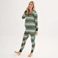 Green Gingerbread Family Pajamas Henry Neckline Allover Gingerbread Pattern - ChildAngle