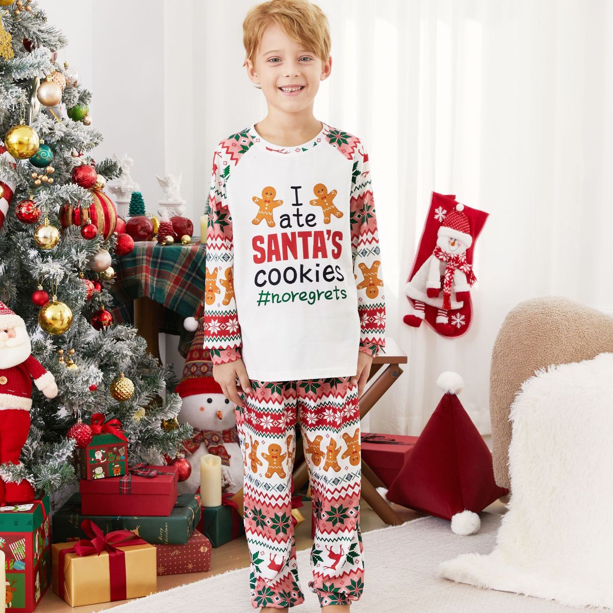 Santa's Cookies Gingerbread Family Pajamas - ChildAngle