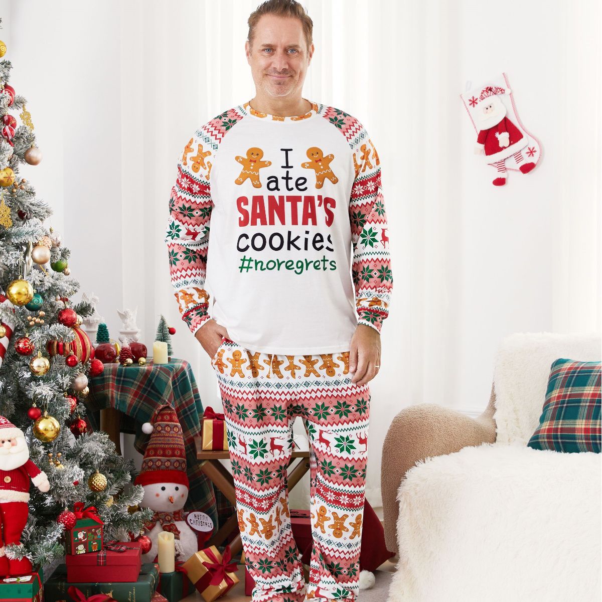 Santa's Cookies Gingerbread Family Pajamas - ChildAngle