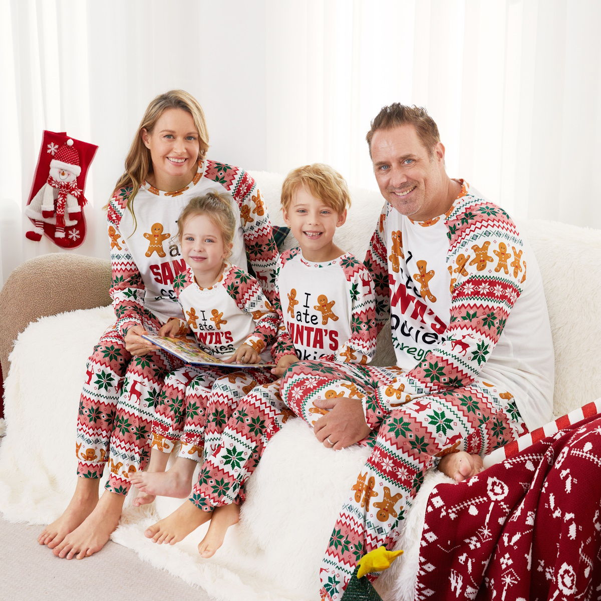 Santa's Cookies Gingerbread Family Pajamas - ChildAngle