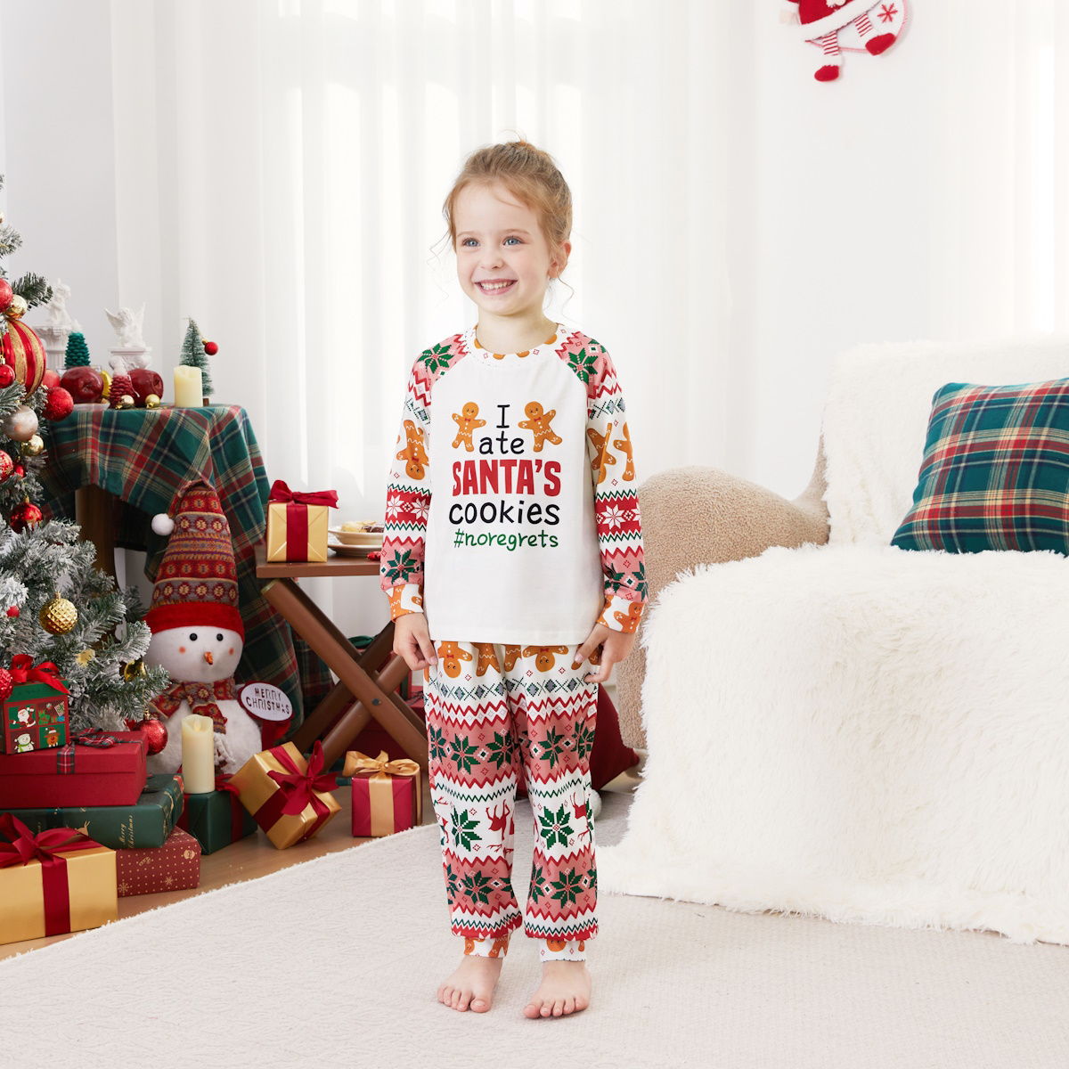 Santa's Cookies Gingerbread Family Pajamas - ChildAngle