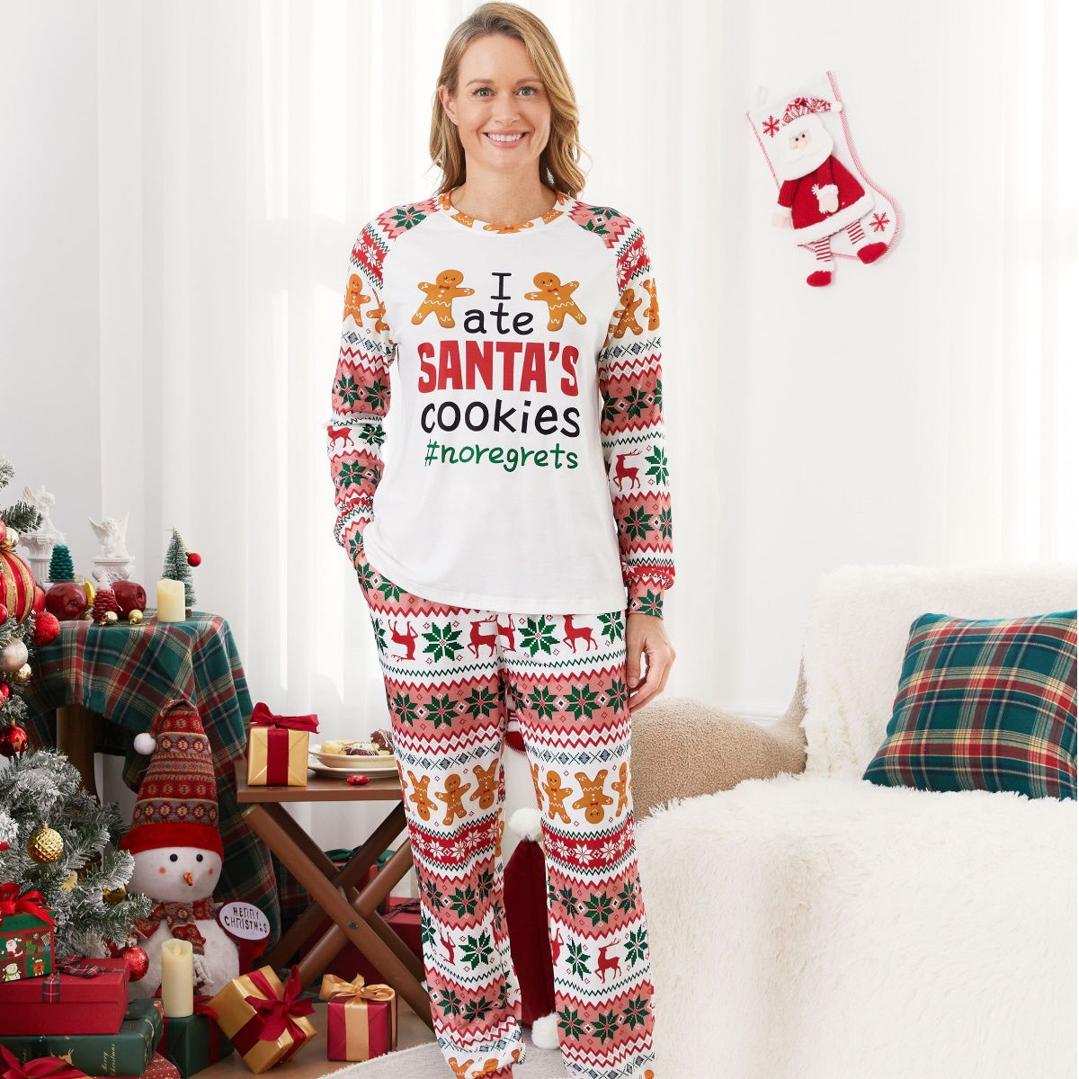 Santa's Cookies Gingerbread Family Pajamas - ChildAngle