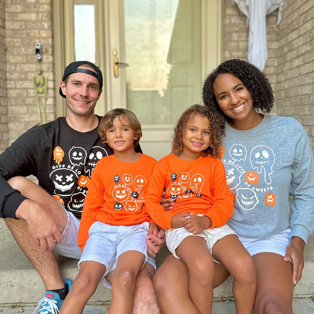 Glowing Family Matching Halloween Light-up Shirts Ghost Print Tops - ChildAngle