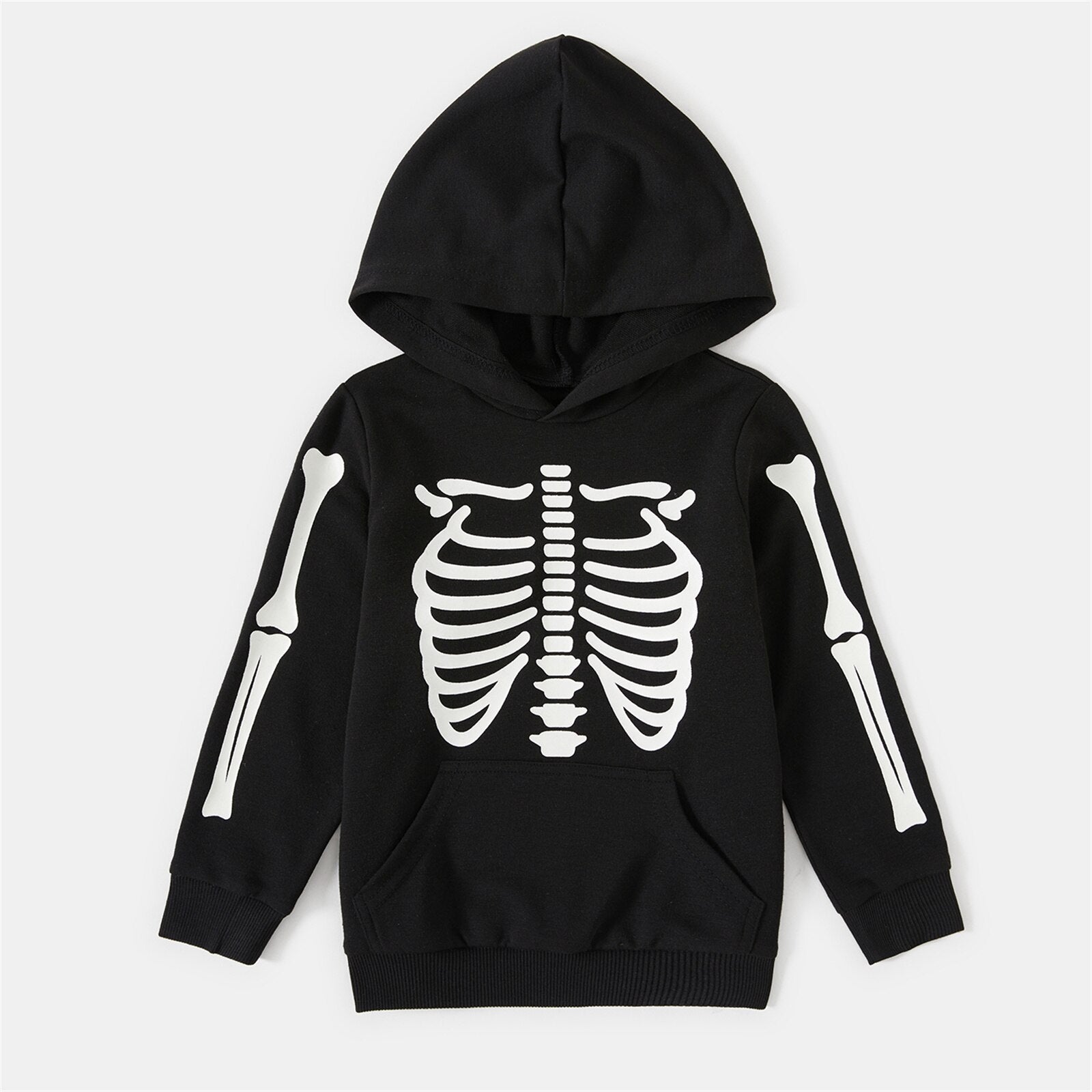 Glowing Family Matching Outfits Halloween Glow In The Dark Skeleton Print Long-sleeve Pullover Sweatshirts - ChildAngle
