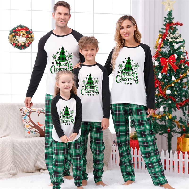 Green Christmas Family Matching Pajama Set Xmas Tree Print PJS for Family  Christmas Mommy and Me 