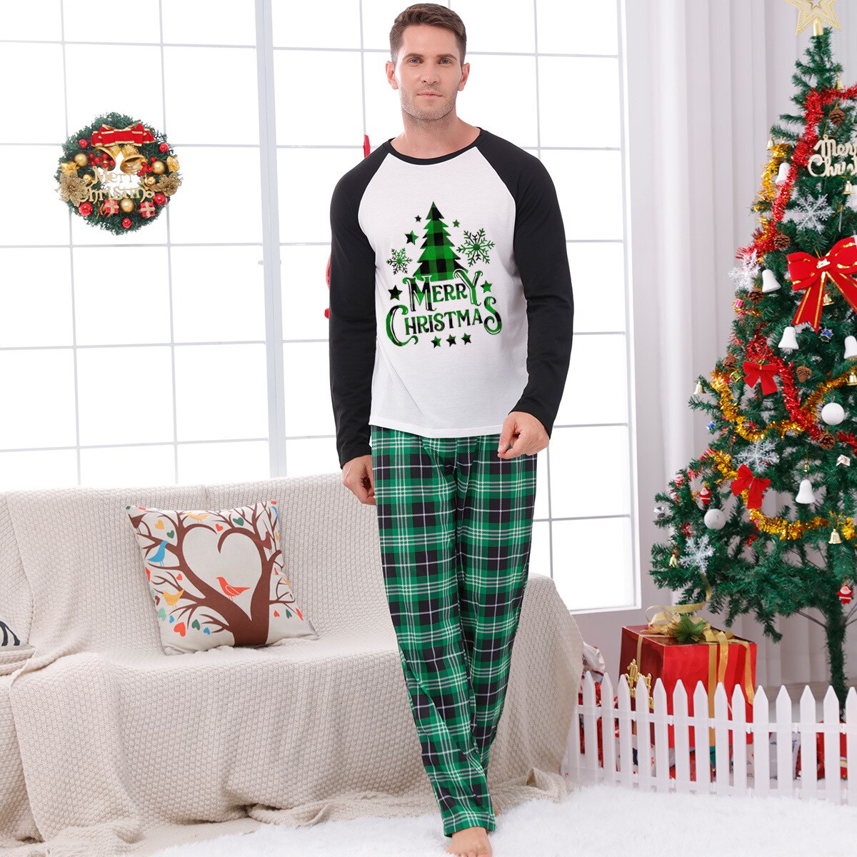Merry Christmas Tree Christmas Pajama Family Matching Set Baby