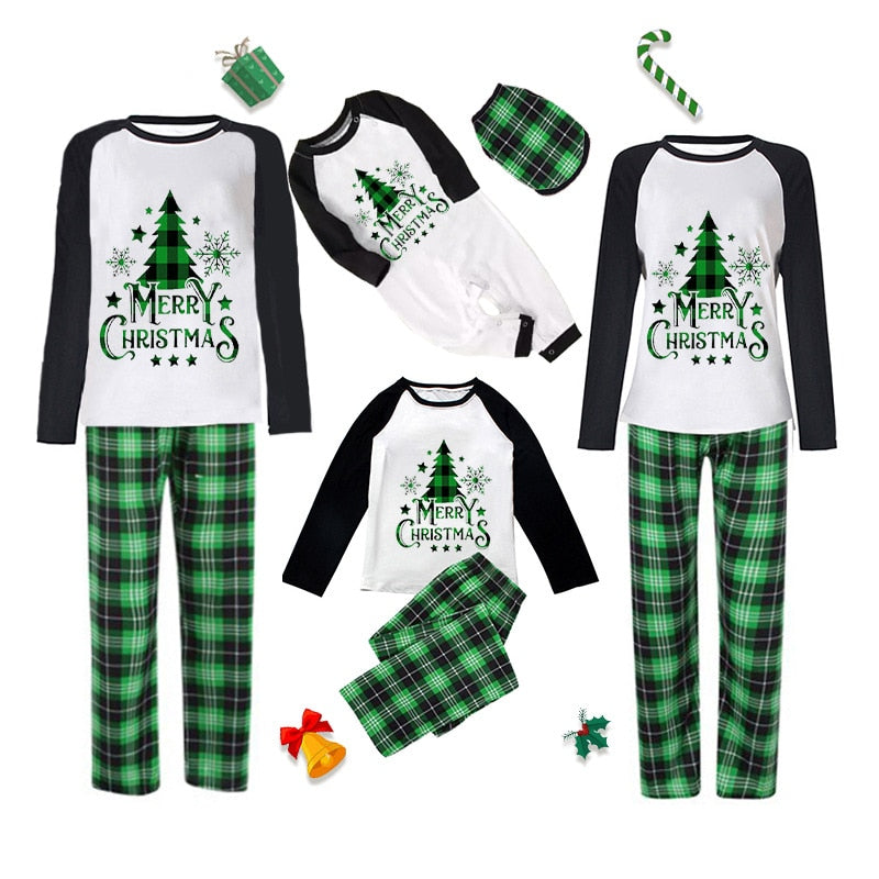 Super Bowl Green Plaid Family Christmas Pajama Set - Family Christmas  Pajamas By Jenny