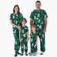 Green Short Sleeve Christmas Pajama Allover Gingerbread Santa Tree Gifts Print - ChildAngle