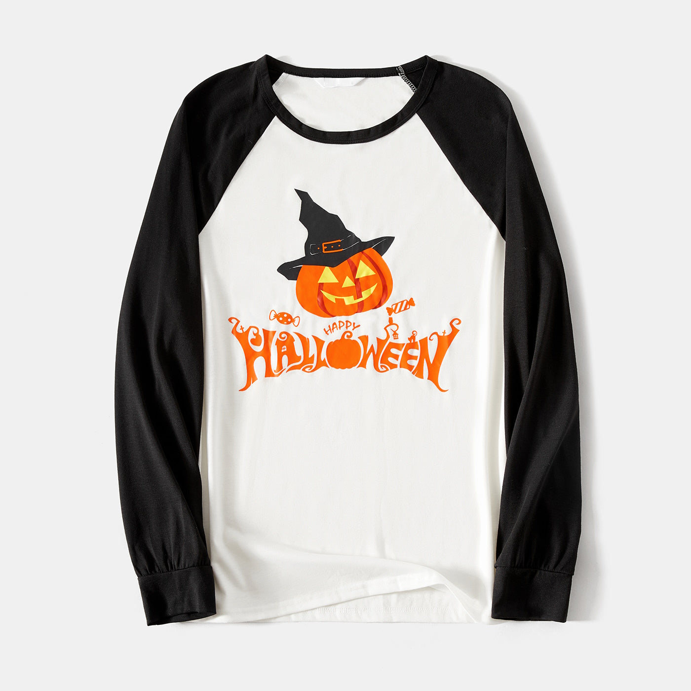 Halloween Family Matching Dress Long-sleeve Letter & Pumpkin Lantern Print Spliced Dresses and Raglan-sleeve T-shirts Sets - ChildAngle