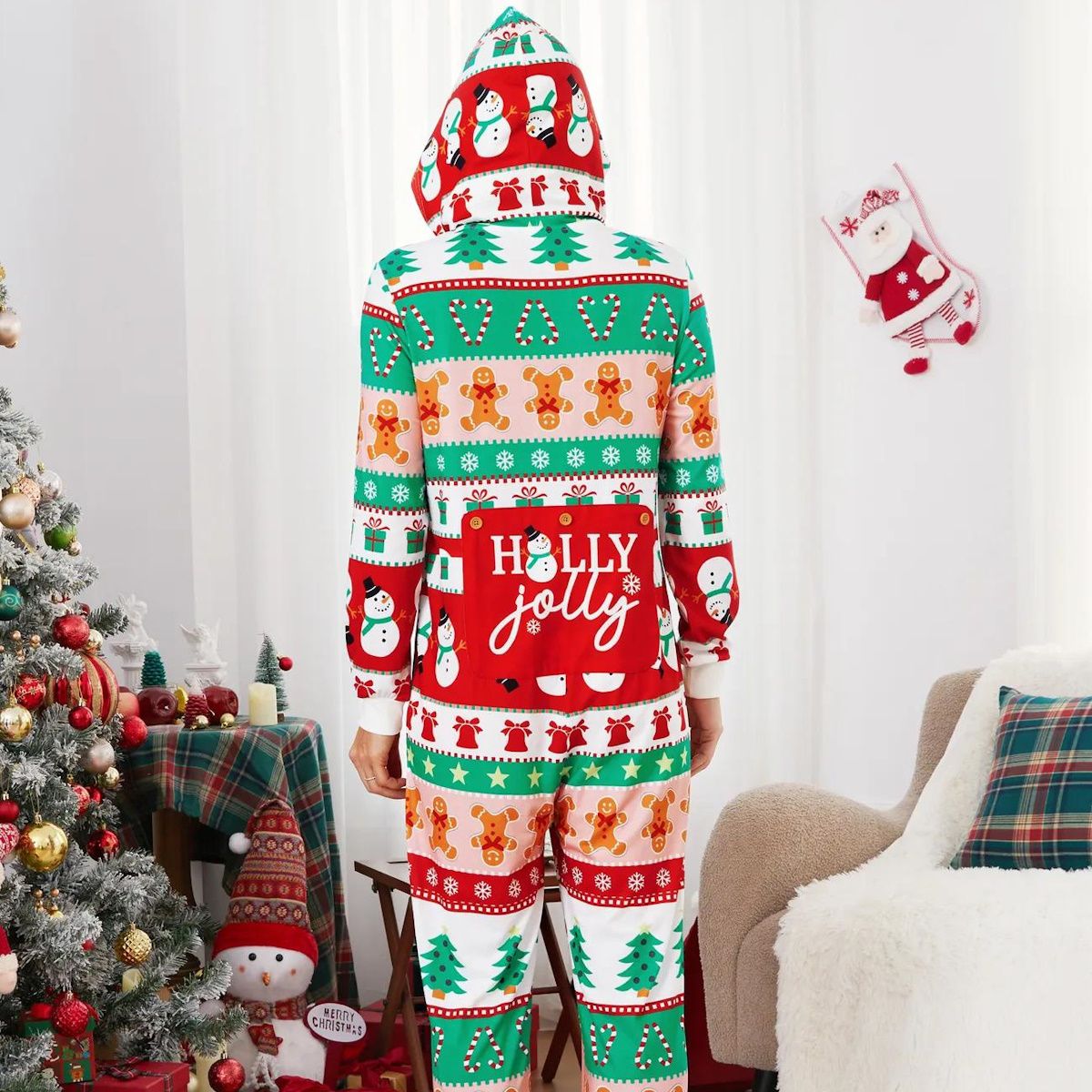 Holly Jolly Hooded Family Christmas Onesies Christmas Tree Candy Canes Gingerbread Snowflake Snowman - ChildAngle