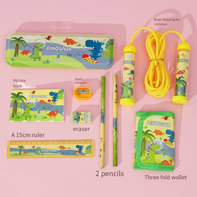 Kawaii Stationery Set Cartoon Pencil Case Ruler Sharpener Eraser Ropes School Supplies - ChildAngle