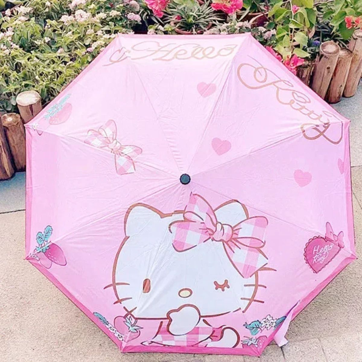 Kids Hello Kitty Umbrella Vinyl Sun Protection Children Folding Umbrella - ChildAngle