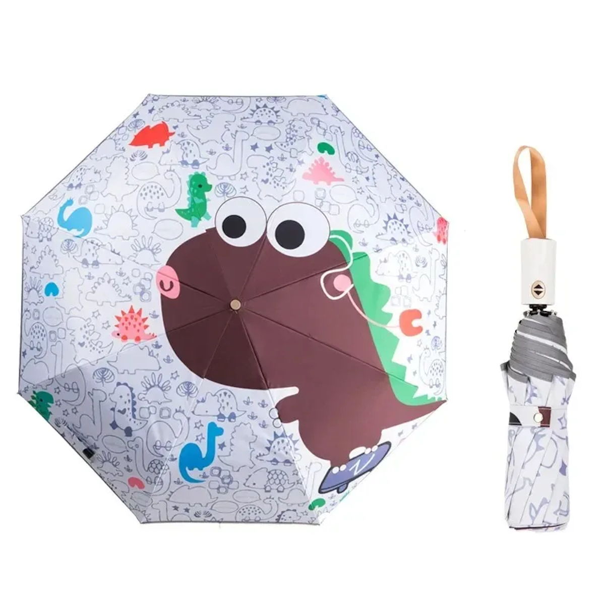 Kids Umbrella Cartoon Pattern Animal Solar System Children Folding Umbrella - ChildAngle