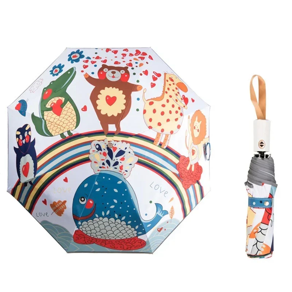 Kids Umbrella Cartoon Pattern Animal Solar System Children Folding Umbrella - ChildAngle