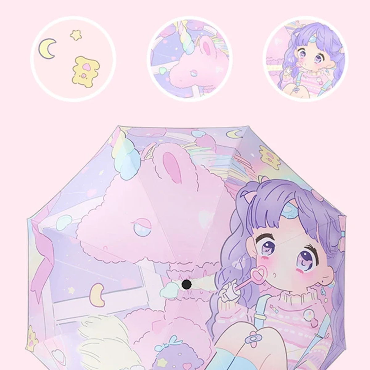 Kids Umbrella Cartoon Girl Anime Sun Protection Children Folding Umbrella - ChildAngle