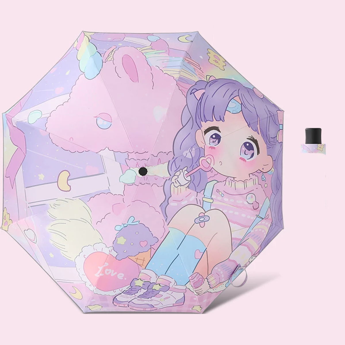 Kids Umbrella Cartoon Girl Anime Sun Protection Children Folding Umbrella - ChildAngle