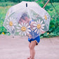 Smiling Flower Children Clear Umbrella Cute Kid's Stick Umbrella - ChildAngle