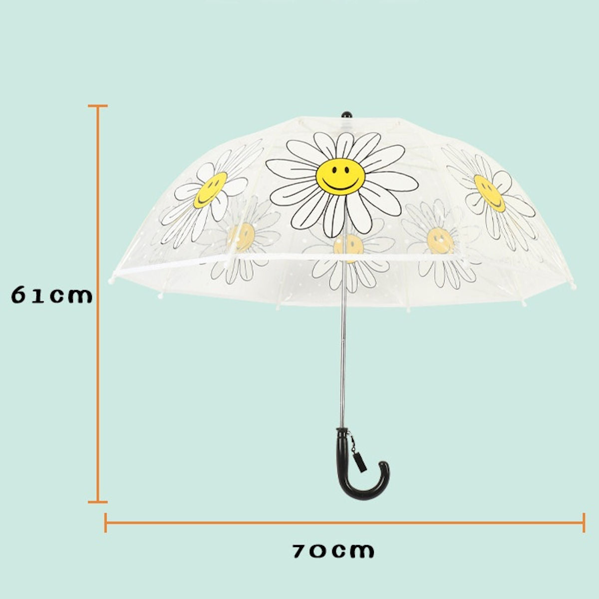 Smiling Flower Children Clear Umbrella Cute Kid's Stick Umbrella - ChildAngle