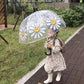 Smiling Flower Children Clear Umbrella Cute Kid's Stick Umbrella - ChildAngle