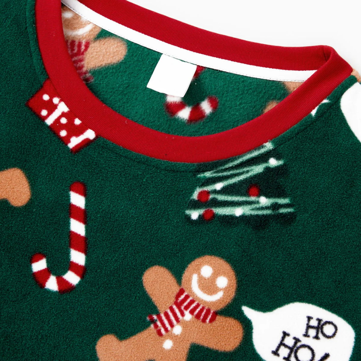 Green Christmas Pajama Allover Gingerbread Santa Tree Gifts Print Sleepwear