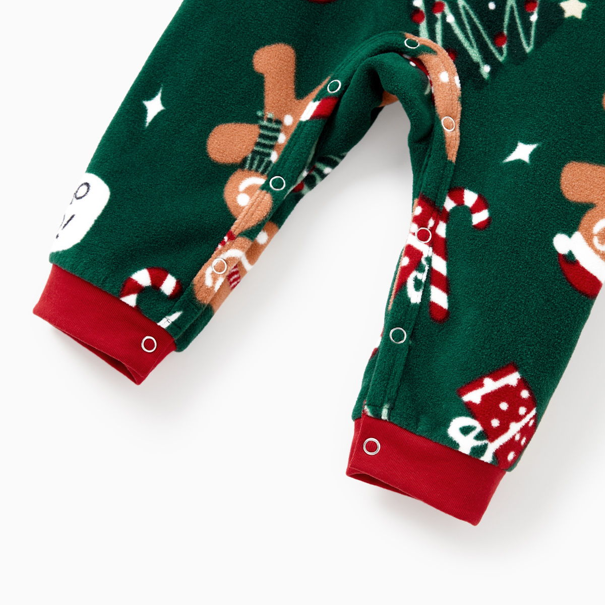 Green Christmas Pajama Allover Gingerbread Santa Tree Gifts Print Sleepwear