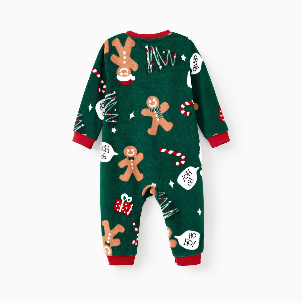 Green Christmas Pajama Allover Gingerbread Santa Tree Gifts Print Sleepwear