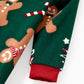 Green Christmas Pajama Allover Gingerbread Santa Tree Gifts Print Sleepwear