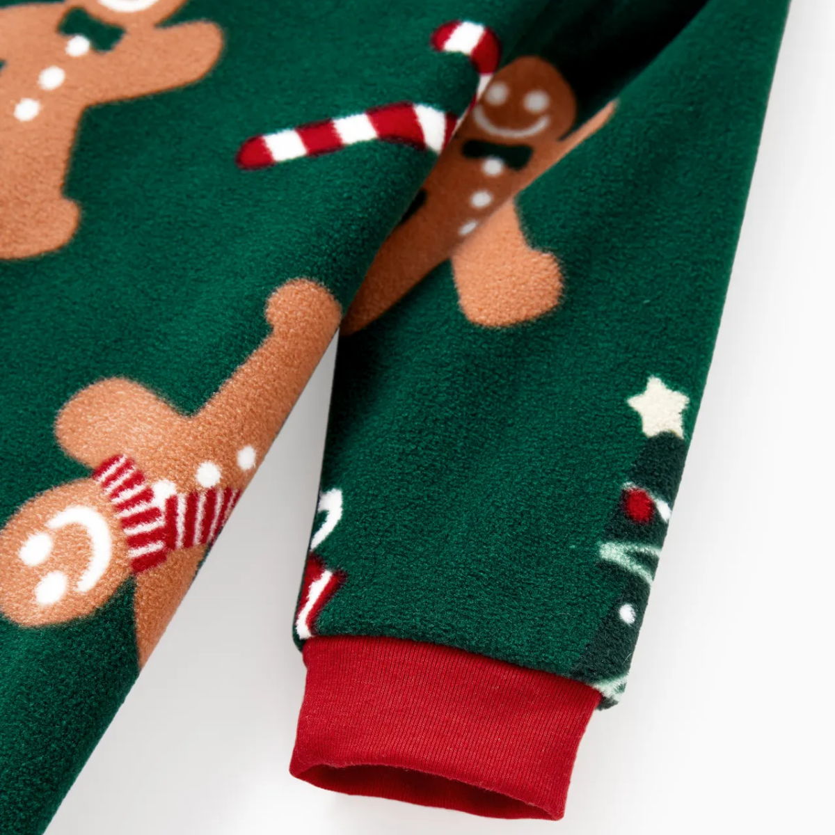 Green Christmas Pajama Allover Gingerbread Santa Tree Gifts Print Sleepwear