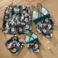 Matching Family Bathing Suits Green Floral One Piece Neck Tie Swimwear - ChildAngle