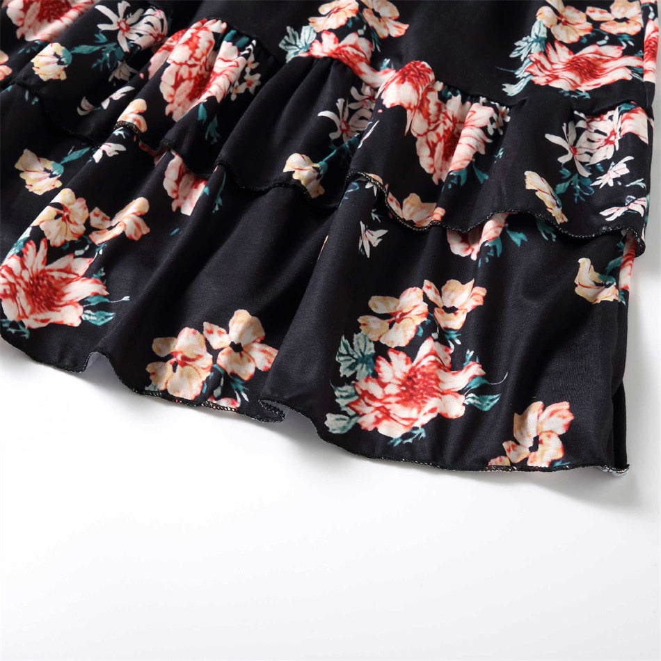 Matching Family Dress Black Floral Maxi Dress for Mommy and Me Matching Outfits - ChildAngle