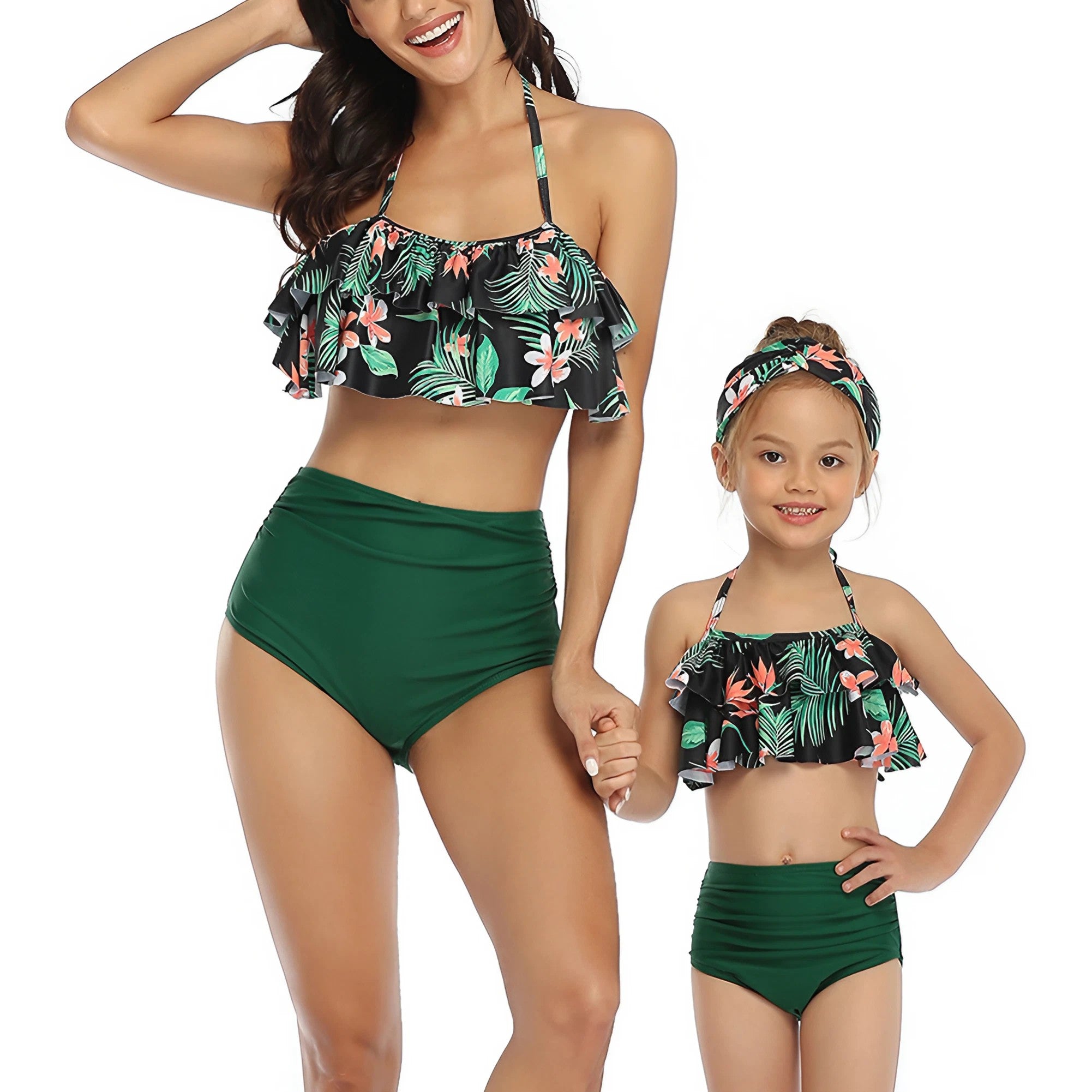 Matching Family Swimsuits Mommy and Me Matching Swimsuit Pink Floral Bikini  Sets - ChildAngle