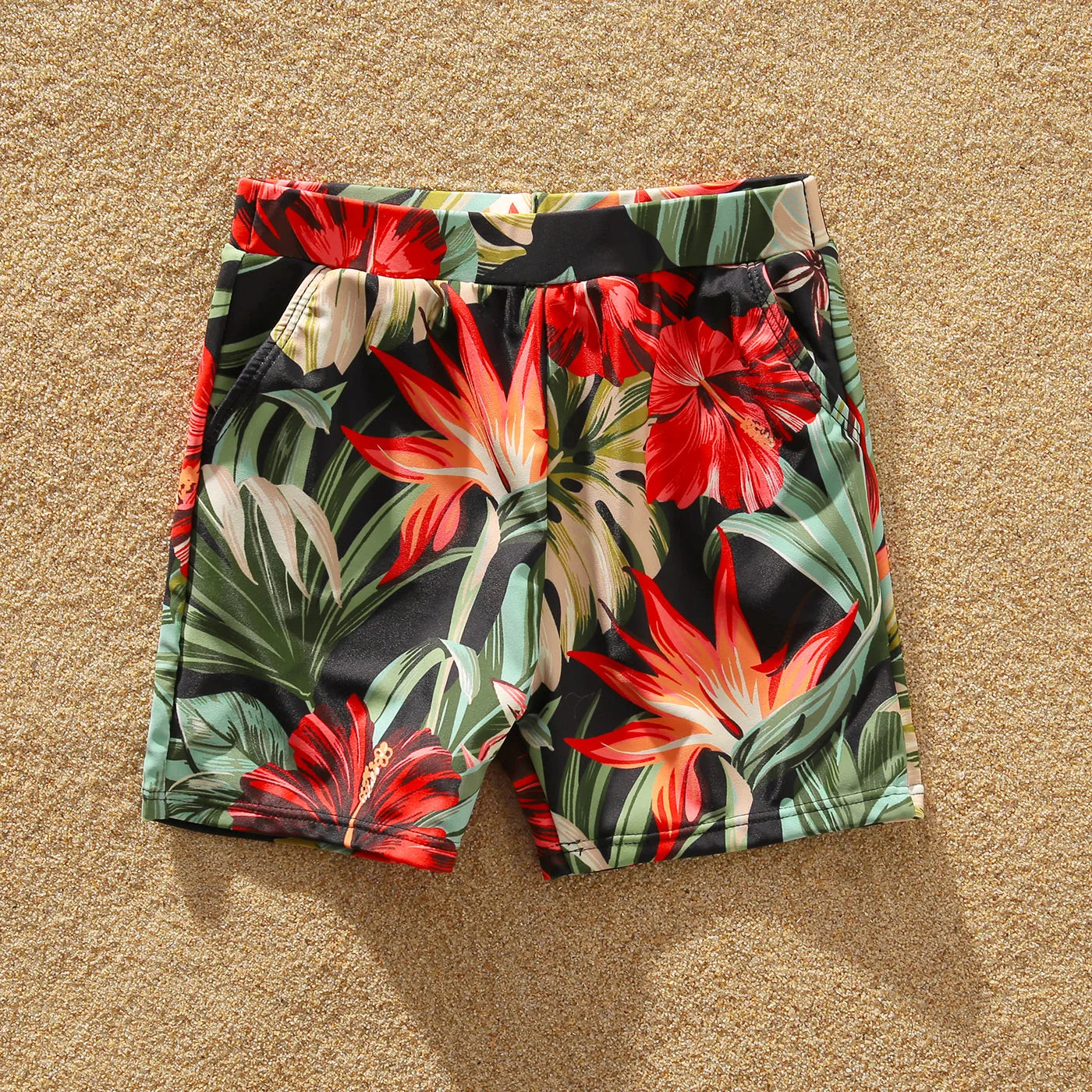 Matching Family Swimsuits Floral Print Red Waist Belt One-piece Bathing Suit - ChildAngle